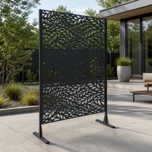 PF-04 Galvanized Steel Leaf-Pattern Privacy Screen for Outdoor Landscaping