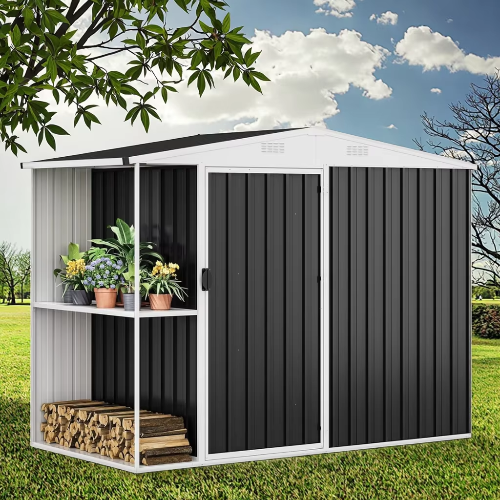 GS-03 Metal Patio Outdoor Garden Sheds Backyard Bike Tool Storage Sheds with Shelving Wholesale Apex Shedmetal Storage