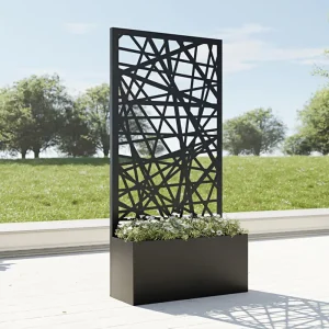 PF-06 Outdoor Metal Planter Box with Laser-Cut Decorative Privacy Screen