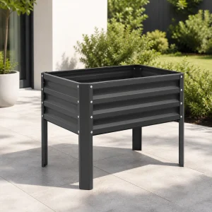 HX-03 Wholesale Charcoal Gray Elevated Metal Raised Garden Bed