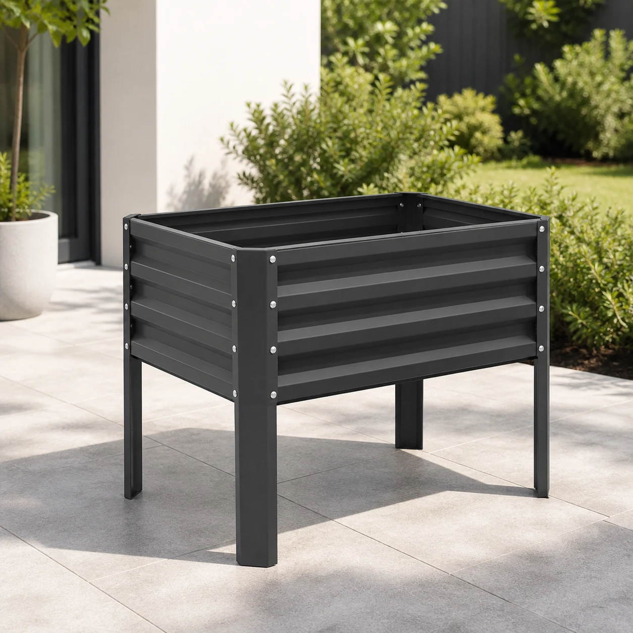 HX-03 Wholesale Charcoal Gray Elevated Metal Raised Garden Bed
