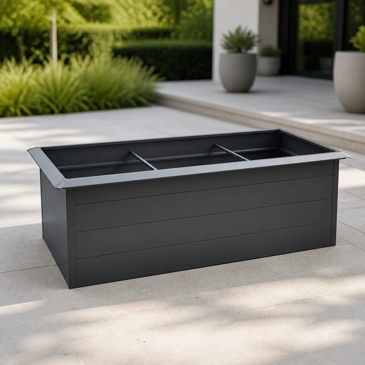 HX-02 Wholesale Large Size Charcoal Gray Rectangular Metal Raised Garden Bed