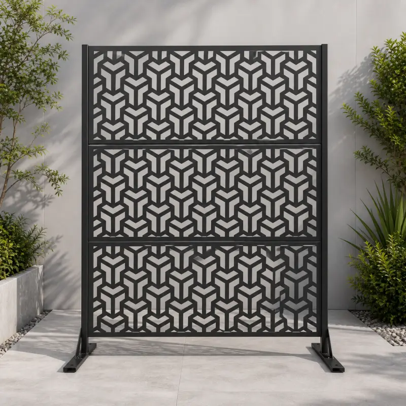 PF-02 Galvanized Steel Fan-Pattern Privacy Screen for Outdoor Landscaping