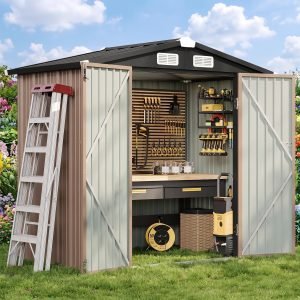 GS-08 Wholesale Large Size Galvanized Steel Outdoor Garden Storage Shed with Lockable Door