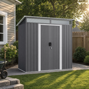 GS-05 Wholesale Outdoor Metal Storage Shed with Sky-Light Panels and Sliding Doors