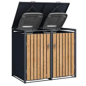 TB-03 Wholesale Customized 120L/240L Galvanized Sheet Storage Bucket Outdoor Trash Can with Hydraulic Rod Built-in Structure Cabin Roof