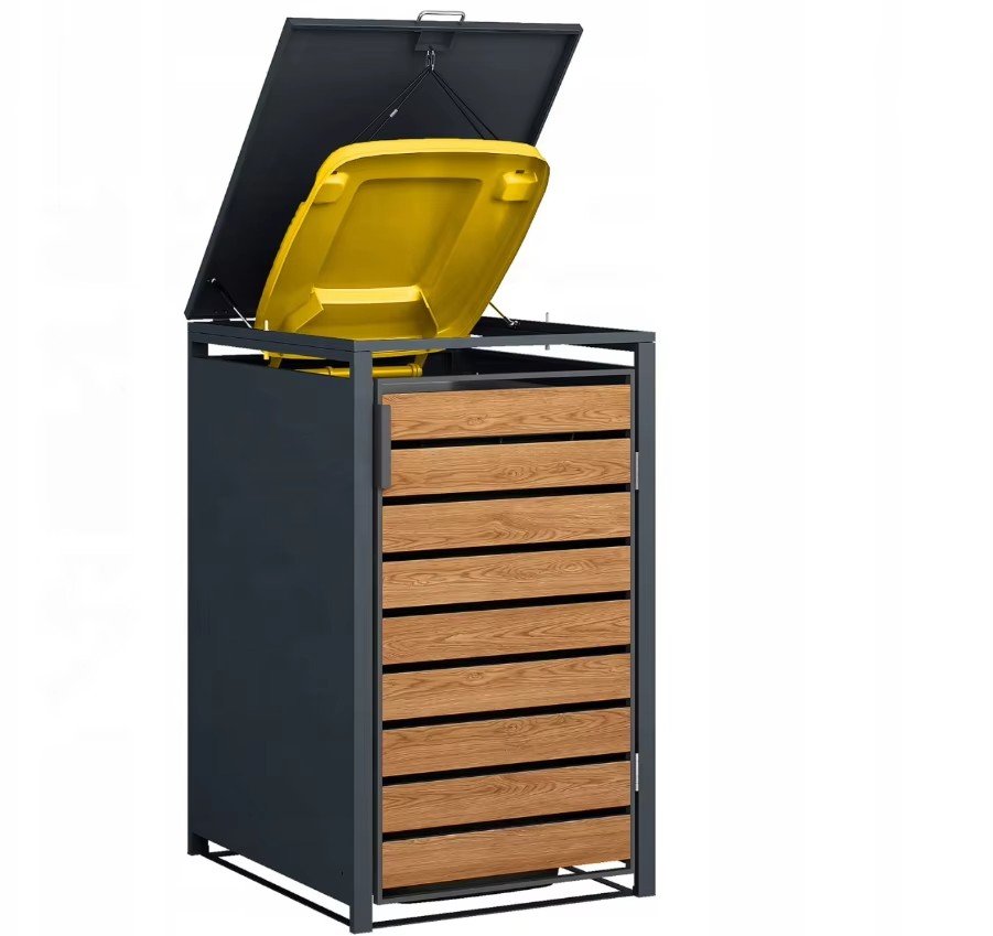 TB-05 Wholsale Outdoor Metal Wheelie Bin Storage Enclosure with Lift-Up Lid