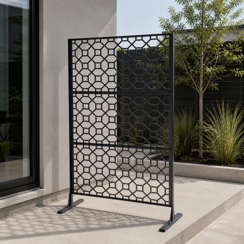 PF-03 Galvanized Steel Geometric Lattice Privacy Screen for Landscaping